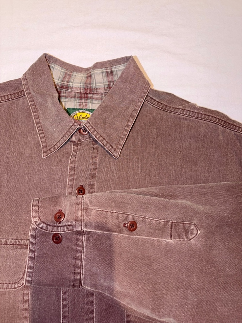 VTG Cabela's Men’s Flannel Lined Canvas Button Down Shirt Brown Size Large